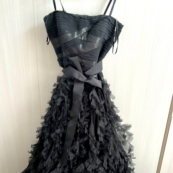 Tadashi Shoji Elegant Black Ruffle Gown - Picture 6 of 12